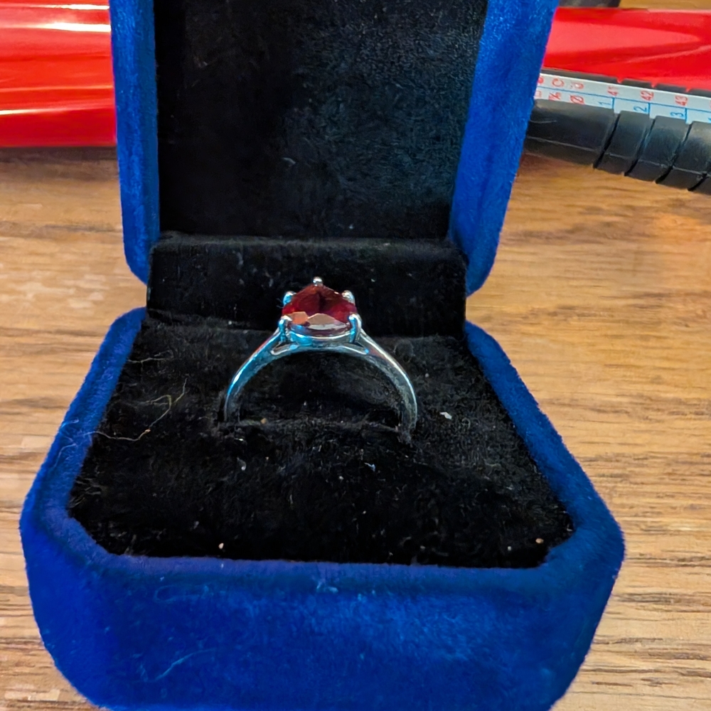 Radiant Red And Silver Statement Ring - image 2